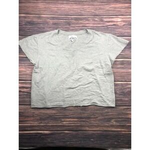 Aiko Womens Medium Gray Oversize Tee T Shirt Preowned Crewneck Short Sleeve Crop